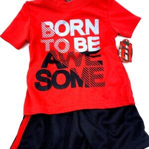 Baby Matching Outfit Boys SIze 12m Top Shorts 2pc Born to be Awesome Children